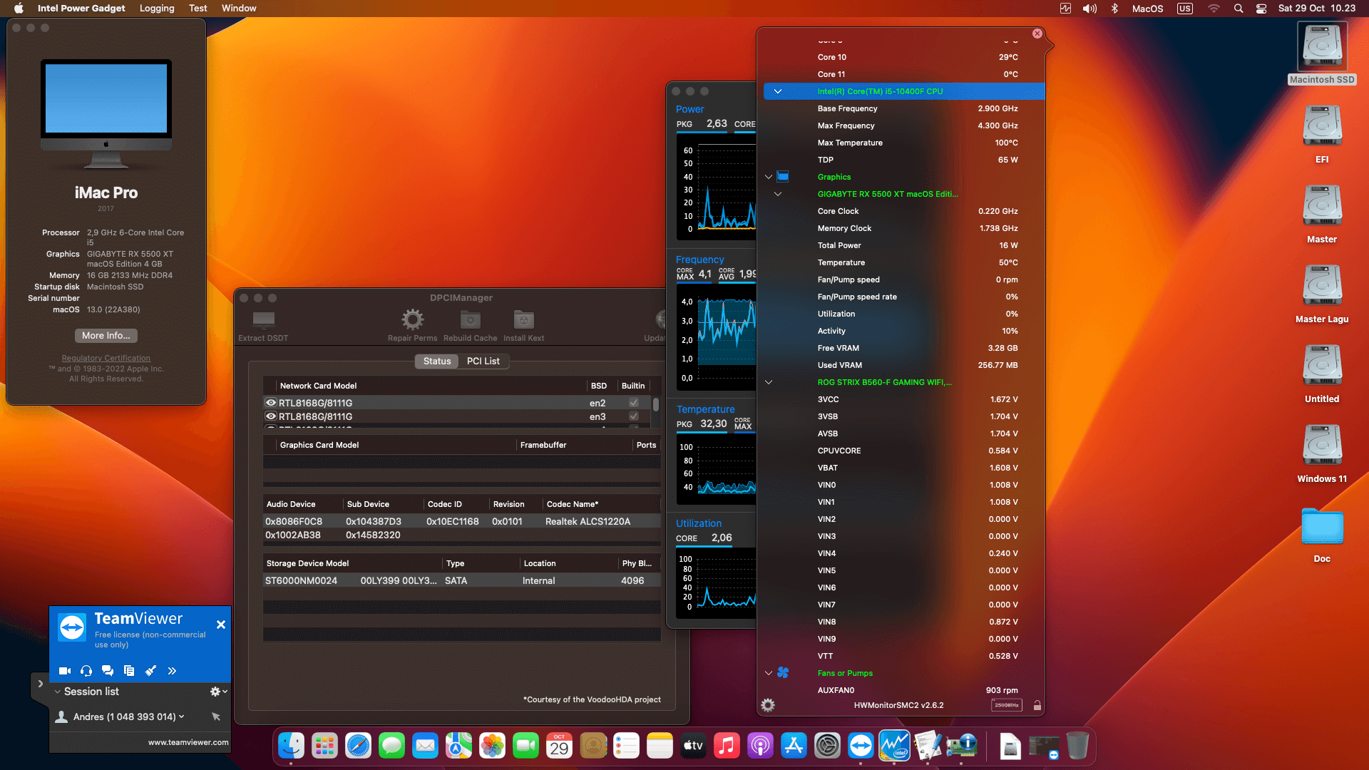 Success Hackintosh macOS Ventura 13.0 Build 22A380 in Asus ROG Strix B560-F Gaming Wifi + Intel Core i5 10400F + Gigabyte RX 5500 XT